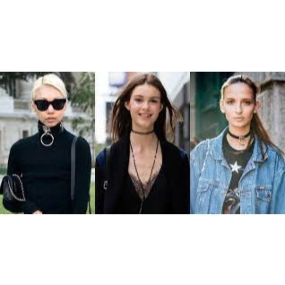 Elastic choker handmade black elastic lace necklace faux miniature rhinestones - Picture 8 of 8